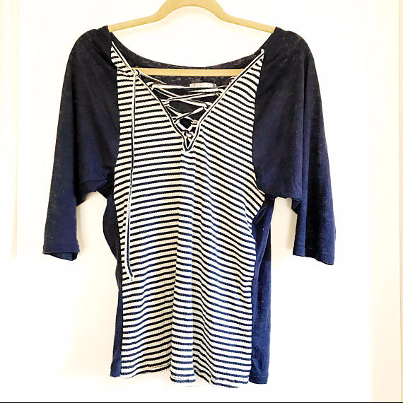 navy and white striped tee